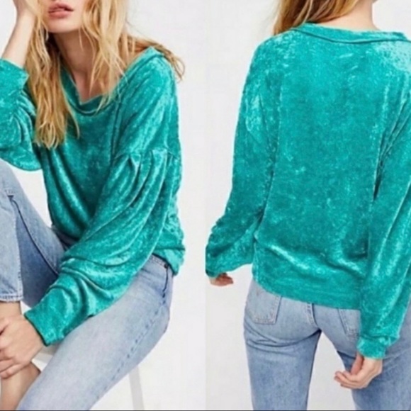 Free People Tops - Free People We the Free velour long sleeve top, XS, perfect condition